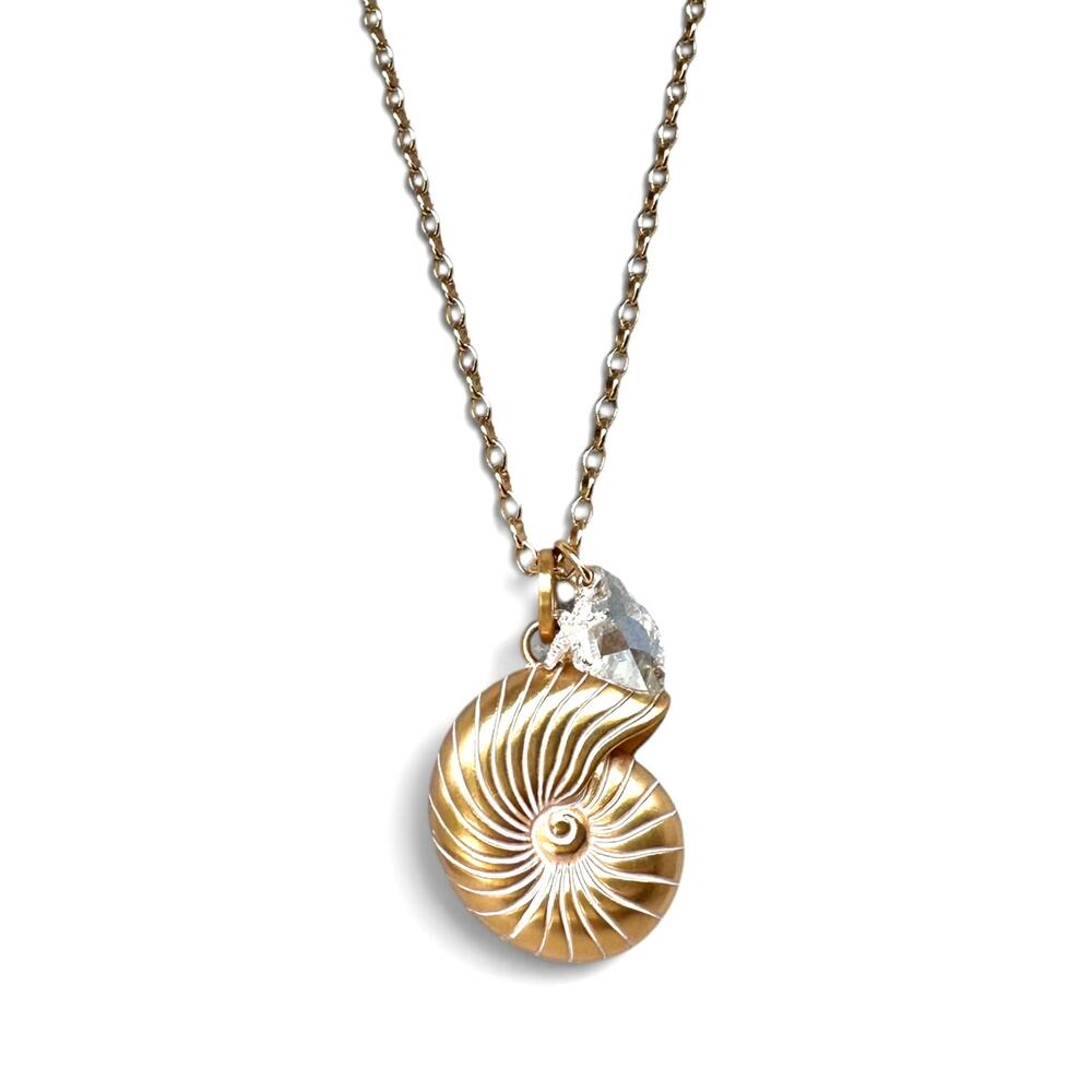 Brighton Reef Nautilus Shell Gold Convertible Necklace Starfish